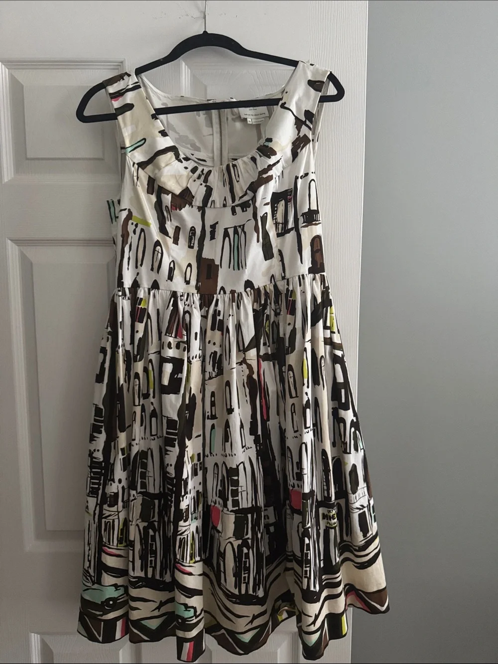 kate spade White Dress with Brown and Black Abstract Print